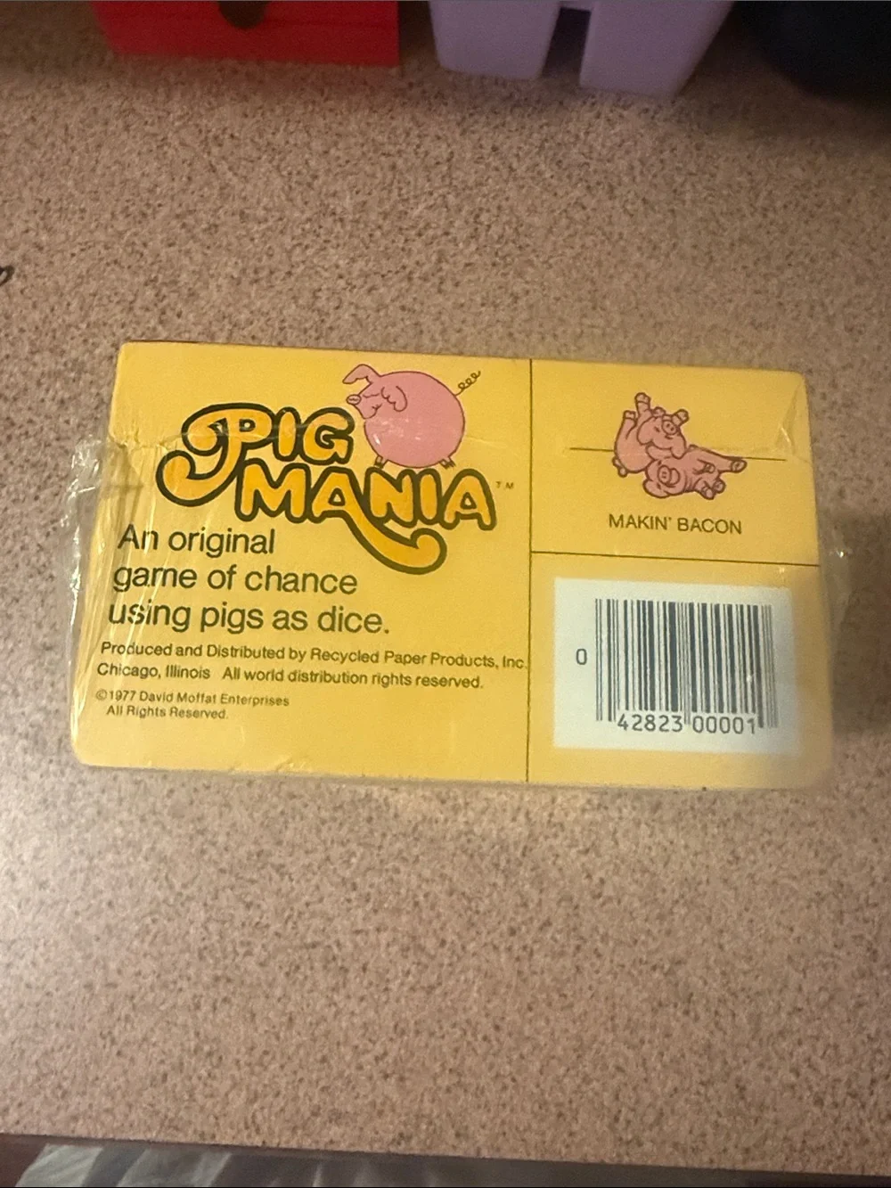 Pig Mania Kids Game - Yellow & Red Family Game Original 1977 New in Sealed Box